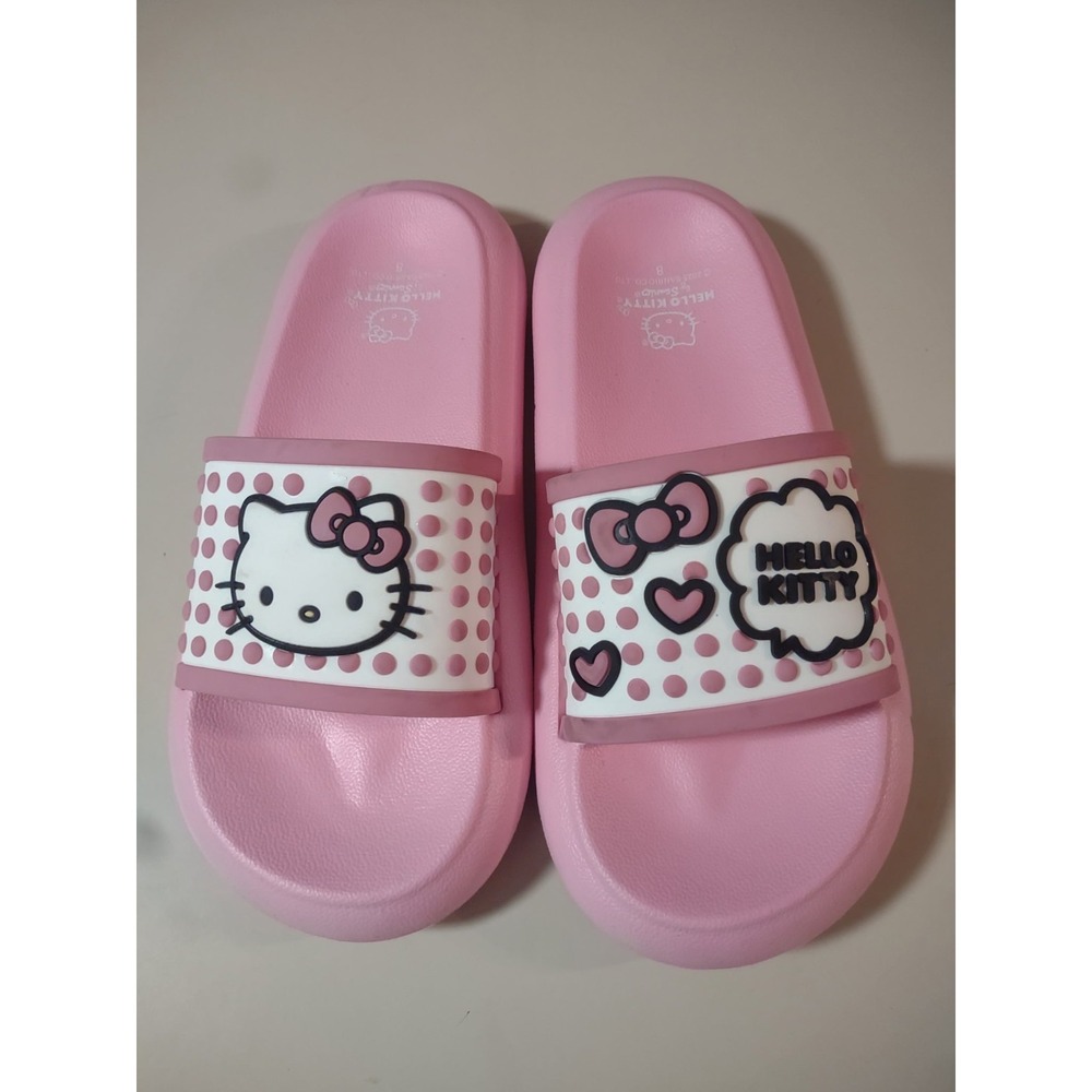 Hello Kitty Pink Slides Sandals Size 8 Sanrio 2025 Cute‎ Polka Dot Slip-On